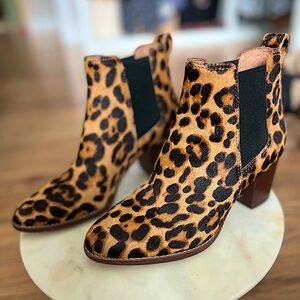 Madewell The Regan Boot in Leopard Calf Hair, Size 6.5